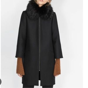 Zara Wool coat with removable Faux Fur